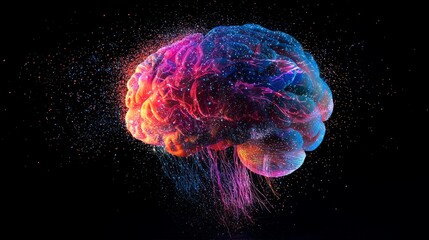 Naklejka premium Abstract Human Brain with Glowing Lines and Sparks