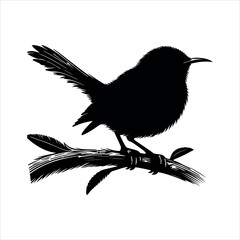 Nice Pan kauri Bird vector art silhouette on white background
