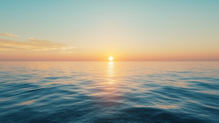 Obraz premium Sunset Over Calm Ocean Water Golden Hour Sea Sky Horizon Nature