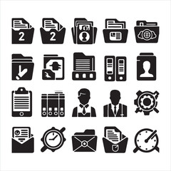 Document icons.Folder icons set silhouette on white background
