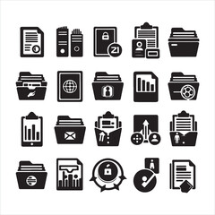 Document icons.Folder icons set silhouette on white background
