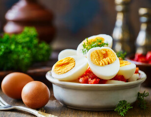 Obraz premium Jajka ugotowane na twardo