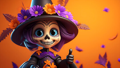 halloween, witch, cartoon, vector, pumpkin, illustration, woman, new, hat, autumn, holiday, doll, fun, magic, fashion, party, flower, costume, art, kid, child, face, night, red, horror, bat, moon, 3d,