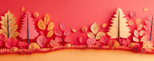 Beautiful background of autumnal natural park cutting from paper. Autumn theme.
