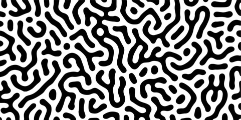 Abstract Turing pattern background. Trendy Black and white Turing pattern. Colorful pattern of abstract lines. Seamless vector. Repeated Elegant Artistic Textile, Seamless Design. Hand drawn, minimal.