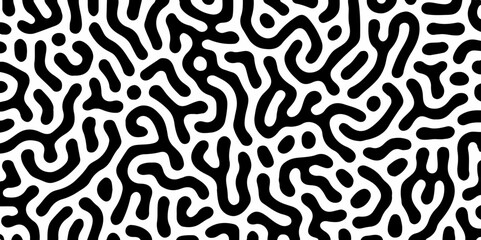 Abstract Turing pattern background. Trendy Black and white Turing pattern. Colorful pattern of abstract lines. Seamless vector. Repeated Elegant Artistic Textile, Seamless Design. Hand drawn, minimal.