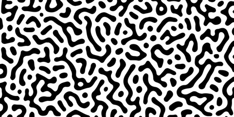 Abstract Turing pattern background. Trendy Black and white Turing pattern. Colorful pattern of abstract lines. Seamless vector. Repeated Elegant Artistic Textile, Seamless Design. Hand drawn, minimal.