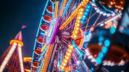 Illuminated Ferris Wheel at Night