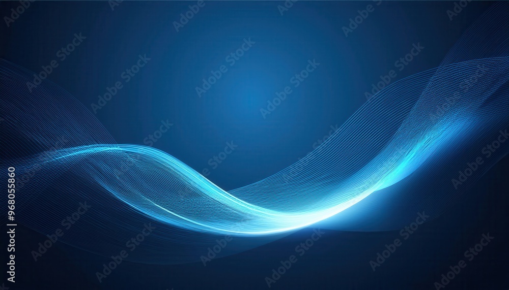Poster Abstract Digital Waveform. Glowing Blue Light Strands on a Dark Background, Symbolizing Data Flow, Technology, and Connectivity in a Futuristic, Dynamic Visualization Networked Energy and Information