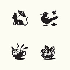 Fototapeta premium Creative Collection of various Food Icon Design