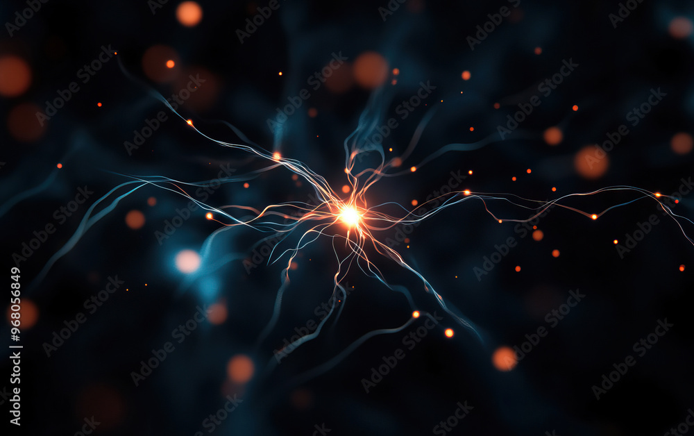 Poster a captivating abstract representation of energy and light, showcasing vibrant colors and dynamic lin