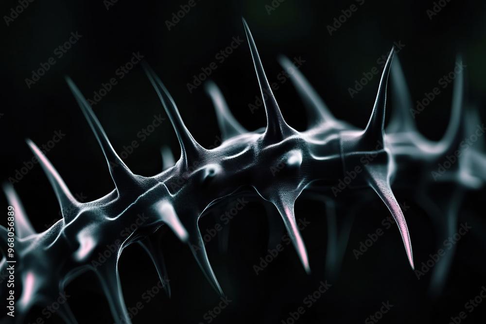 Aufkleber a close-up image of a spiky object, illustrating sharp edges and intricate details against a dark ba