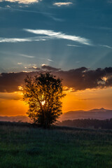 Beautiful summer sunset near Vysoke nad Jizerou town in Krkonose national park