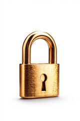 A shiny golden padlock symbolizing security and protection, ideal for conveying concepts of safety and privacy in various contexts.