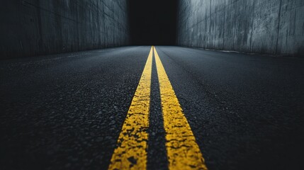 Asphalt Road Leading Into The Darkness