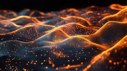 Abstract Glowing Waves of Digital Data