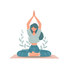 Beautiful girl doing yoga illustration, international yoga day, yoga day banner, yoga day background. Vector