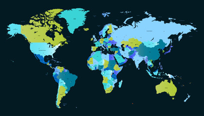 World map. Modern color vector map. Silhouette map.