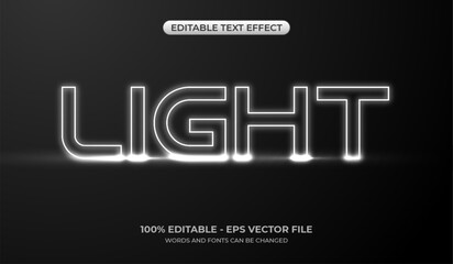 Futuristic glowing neon text effect. Editable white light laser text effect