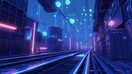 Neon Cityscape: A Futuristic Vision of Urban Transportation