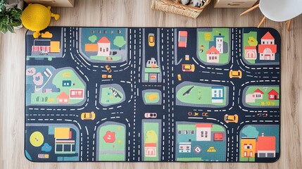kids city town roads map car play mat printable set rug in digital