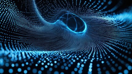 Abstract Digital Blue Light Tunnel