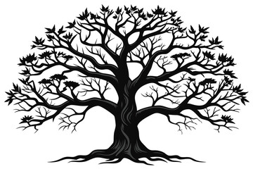 oak tree branches black silhouette I.eps