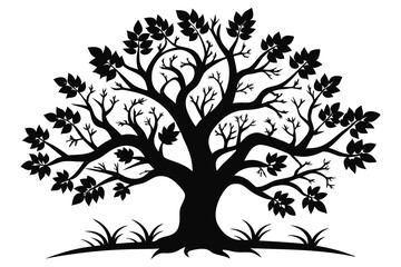 Obraz premium oak tree branches black silhouette L.eps