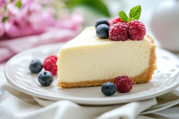 Delicious Cheesecake Slice with Berries
