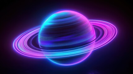 Glowing Planet with Rings