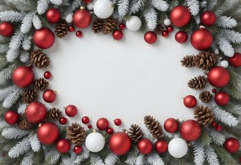 Christmas New Year Frame Snowy December Winter Celebration Red Holiday Balls