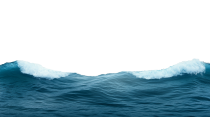 ocean water with big waves isolated on transparent background