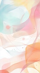 This stylish abstract horizontal banner showcases soft, flowing pastel colors and organic shapes, creating a serene and modern aesthetic