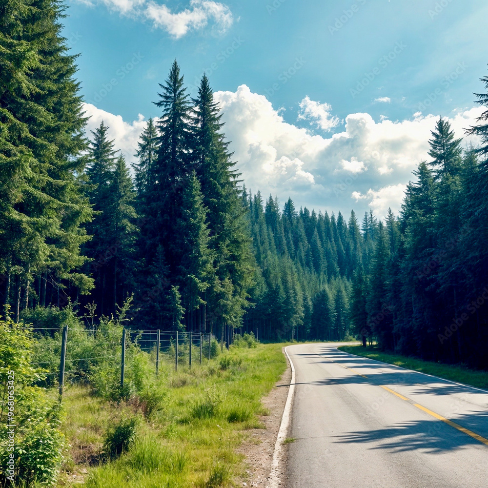 Wall mural road in the forest