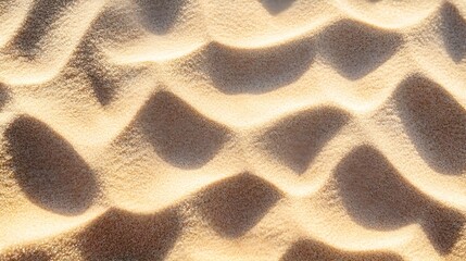 A close-up of fine sand grains glistening under sunlight, showcasing textured patterns on a light solid color background