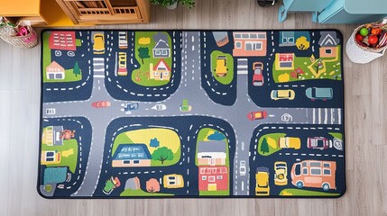 kids city town roads map car play mat printable set rug in digital