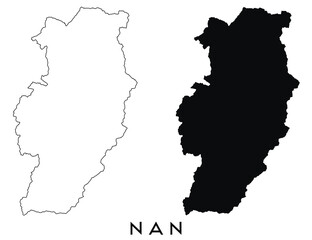 Nan map outline and black silhouette vector