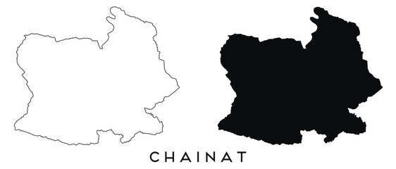 Obraz premium Chainat map outline and black silhouette vector