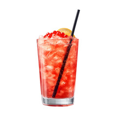 Photography of Vibrant Singapore Sling Cocktail Drink on Plain White Background