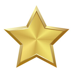 Isolated matte gold, brass star with metallic effect. Element for Awards, medals, rating designation, status on a transparent background. Vector EPS10	
