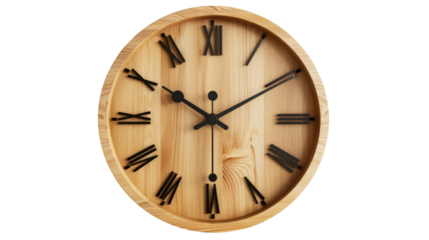 Modern wall clock isolated on transparent background