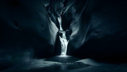 Naklejka premium Captivating Photograph of a Stunning Waterfall in a Rocky Gorge