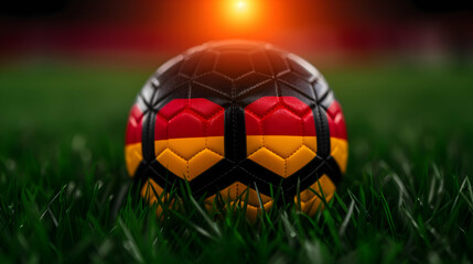 Fototapeta premium Soccer Fuball Mit Deutscher Flagge Stadion