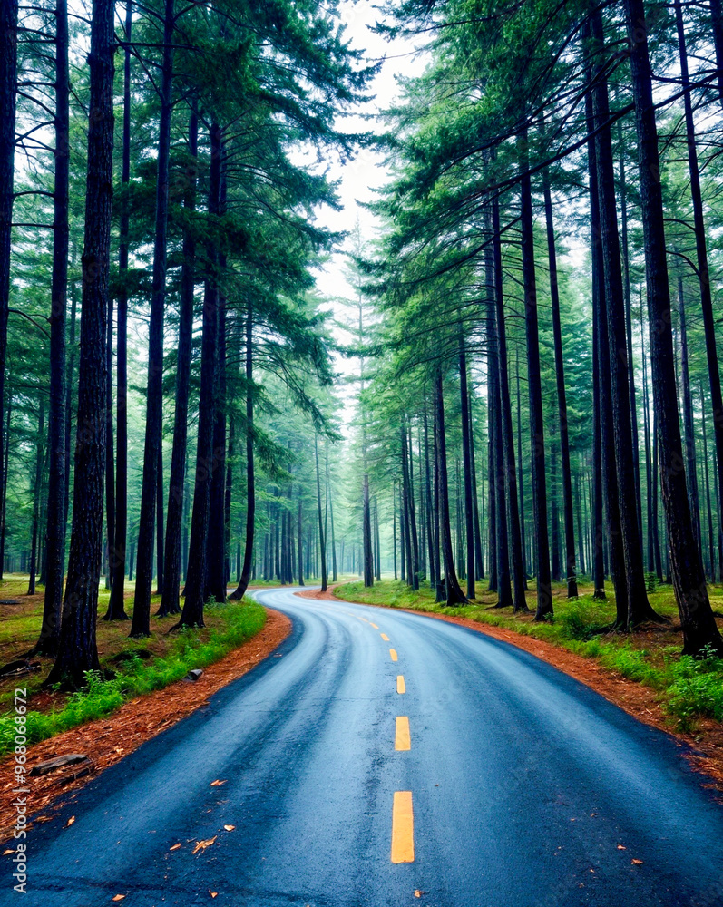 Sticker road in the forest