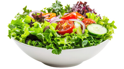 Healthy green salad with fresh vegetables isolated on transparent