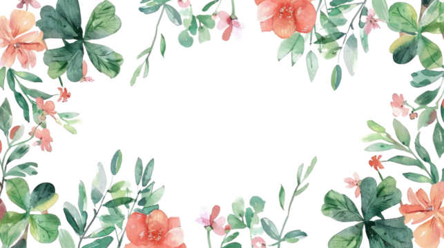 Floral wreath. Watercolor flower round frame. Wildflowers. Meadow flowers circle border on transparent