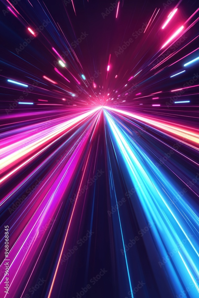 Poster glowing light effect with shiny speed lines in a 2d cartoon style abstract background showcasing fut