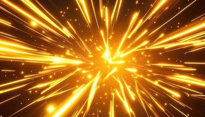 Fototapeta premium Golden neon lines creating a glowing light effect in a 2D cartoon illustration with a laser theme