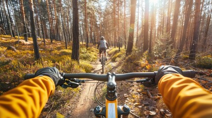 Mountain Biking on Forest Trail, Generated AI