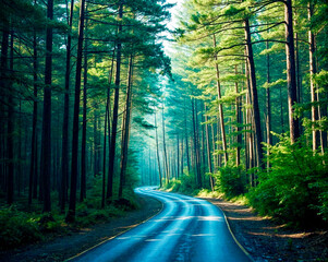 Obraz premium road in the forest